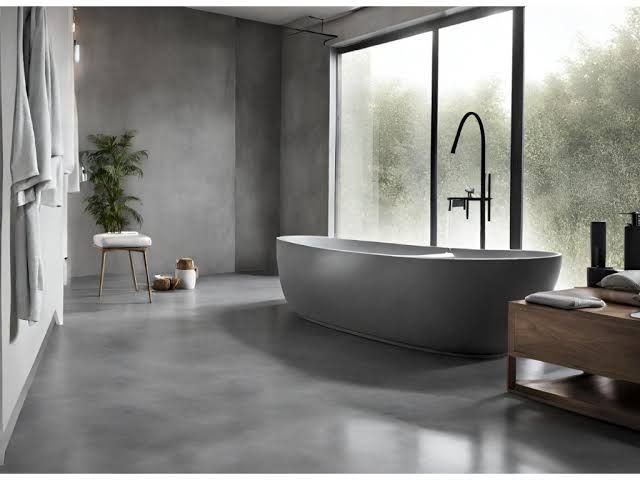 Modern screed flooring bathroom in plattekloof Modern screed flooring bathroom in plattekloof