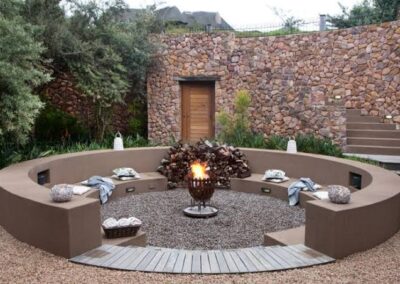 Outdoor entertainment area at wedding venue